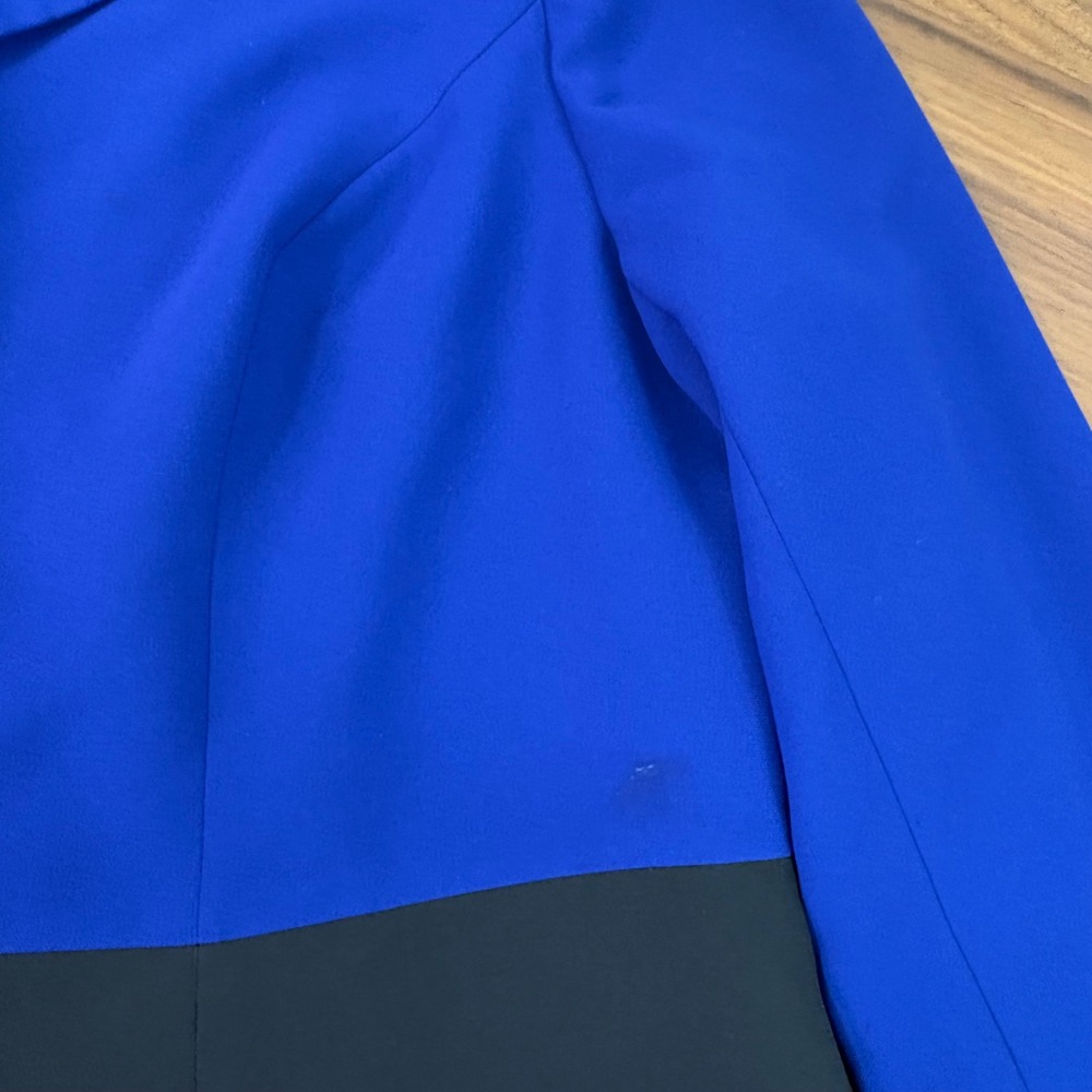 Le Suit Woman Blazer 20W Blue Black Colorblock Button Front Professional Jacket - Picture 10 of 11